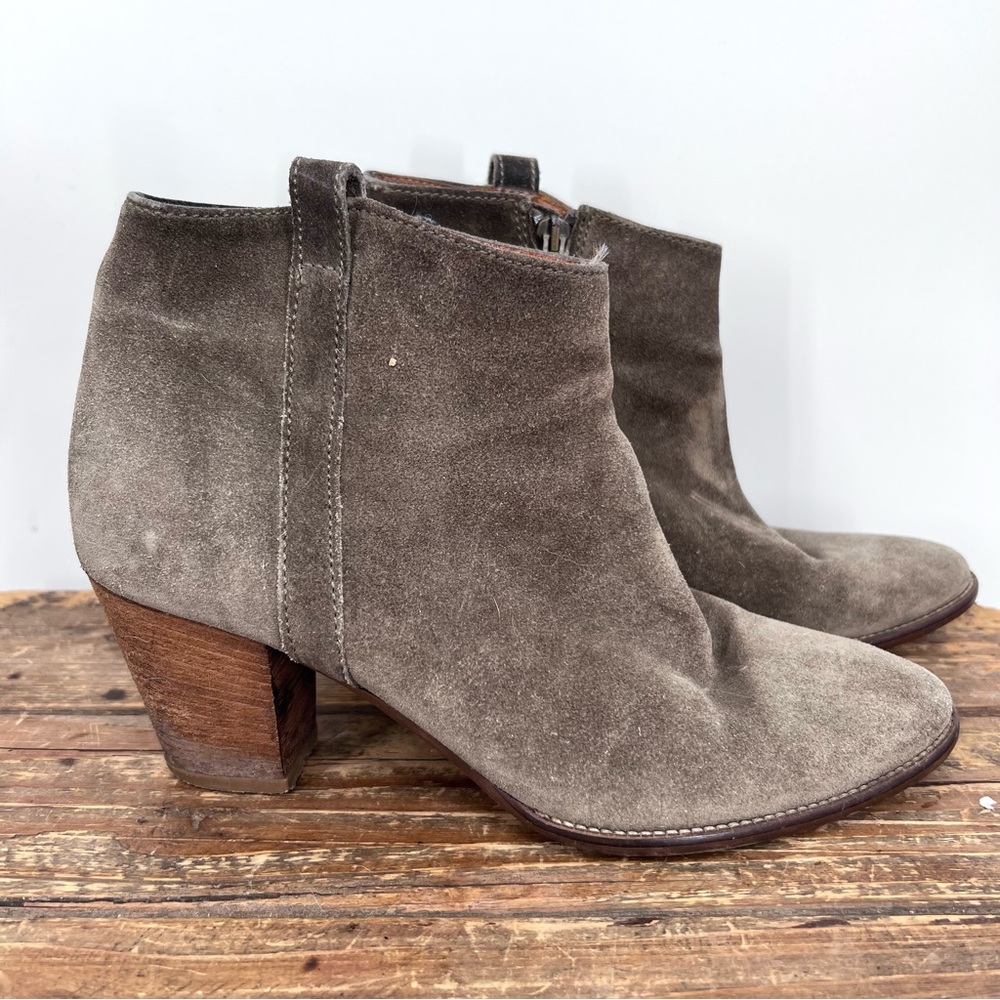 Madewell Olive Green Suede Leather The Billie Boots Ankle Booties